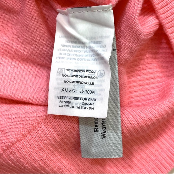 J.Crew 100% Merino Wool Coral Ruffle Sleeves Lightweight Knit Jumper Sweater - Picture 7 of 8